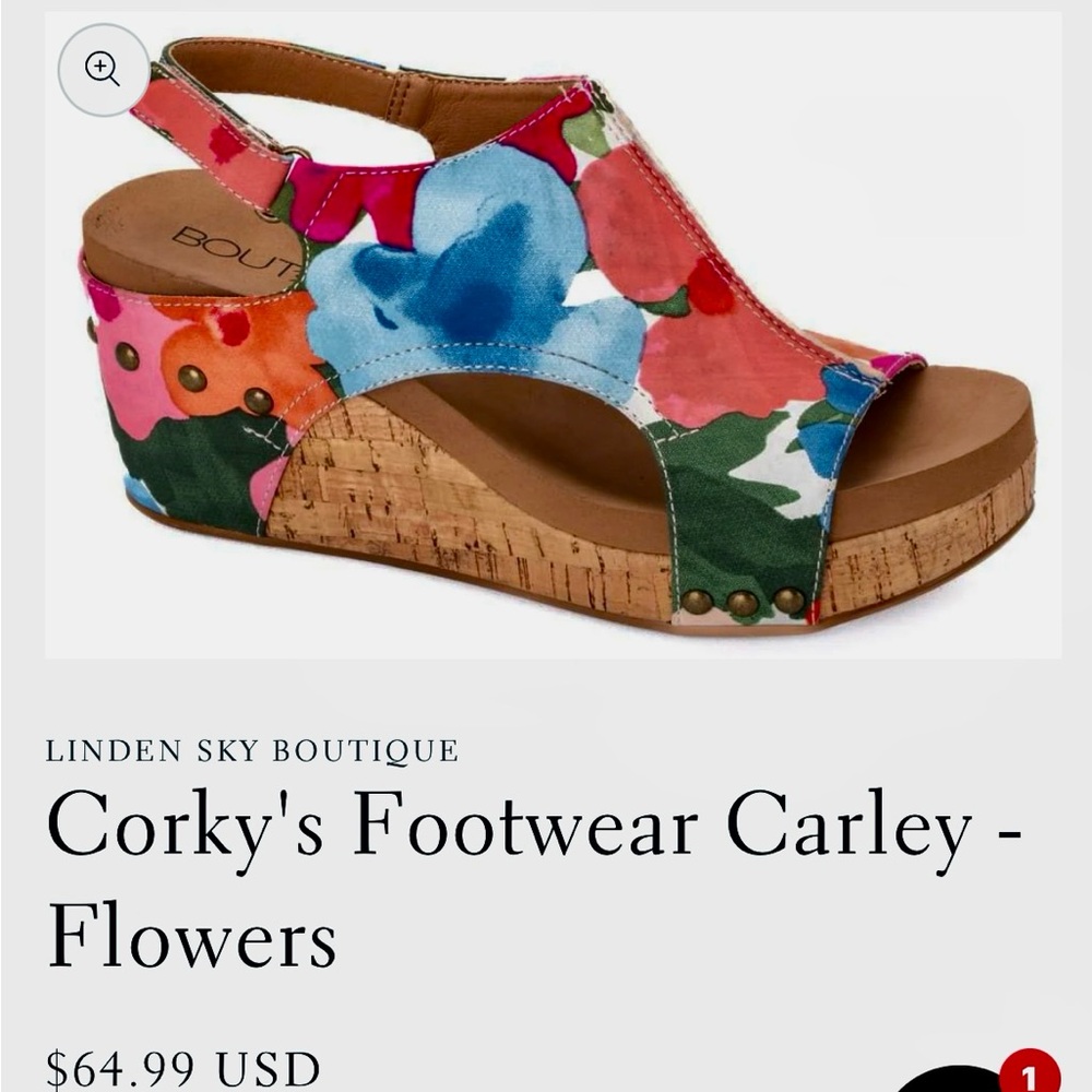 Corkys Carly Colorful “Flowers” Wedge Sandals - Picture 2 of 7